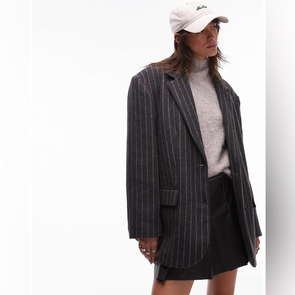 Topshop Women's Brushed Wool Oversized Blazer